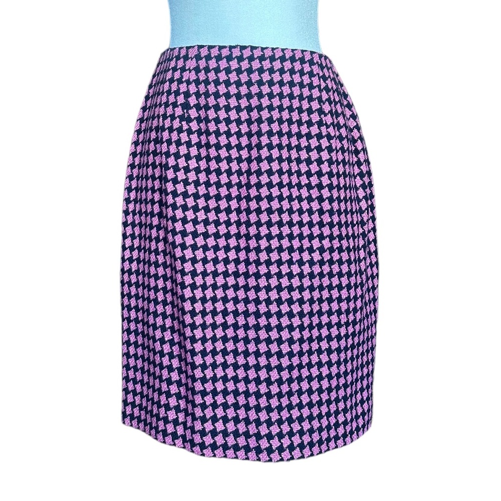 NWT Vintage Ann Taylor Pink & Navy Wool‎ Blend Tweed Pencil Skirt Sz 10